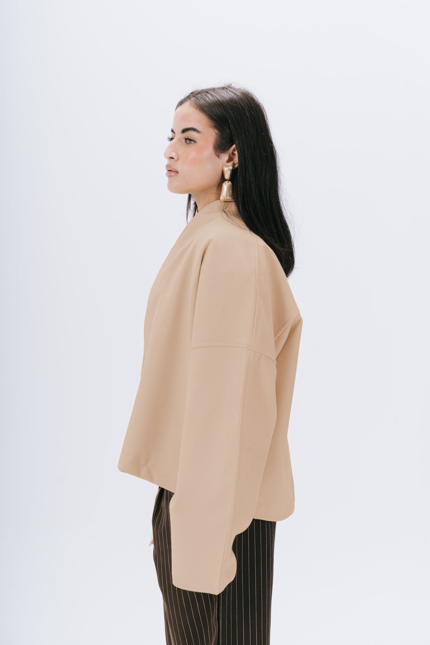 Gokh scarf-collar oversized cardigan in beige