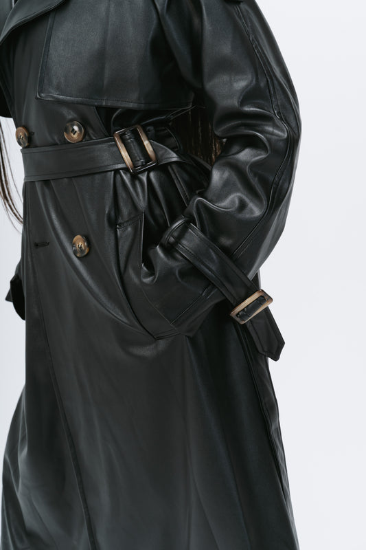 Leather Coat in Black