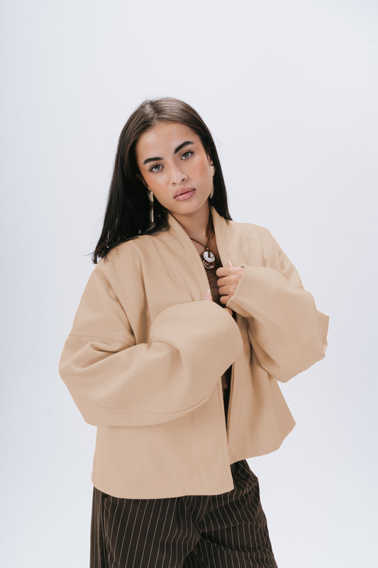 Gokh scarf-collar oversized cardigan in beige