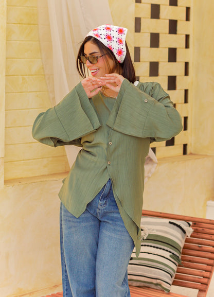 Solare Blouse in Olive Green