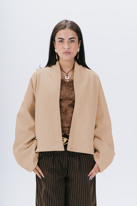 Gokh scarf-collar oversized cardigan in beige