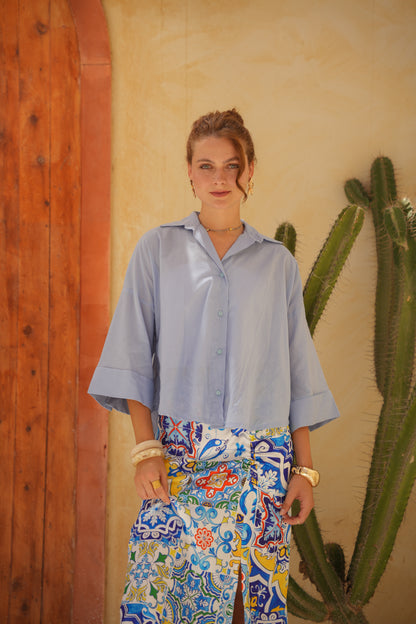 Cabana Shirt in baby blue