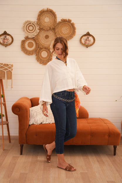 linen Blouse in white