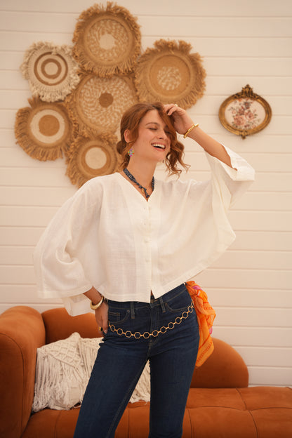 linen Blouse in white