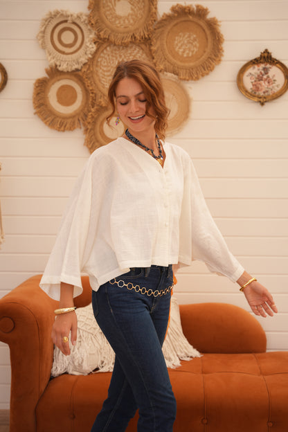 linen Blouse in white