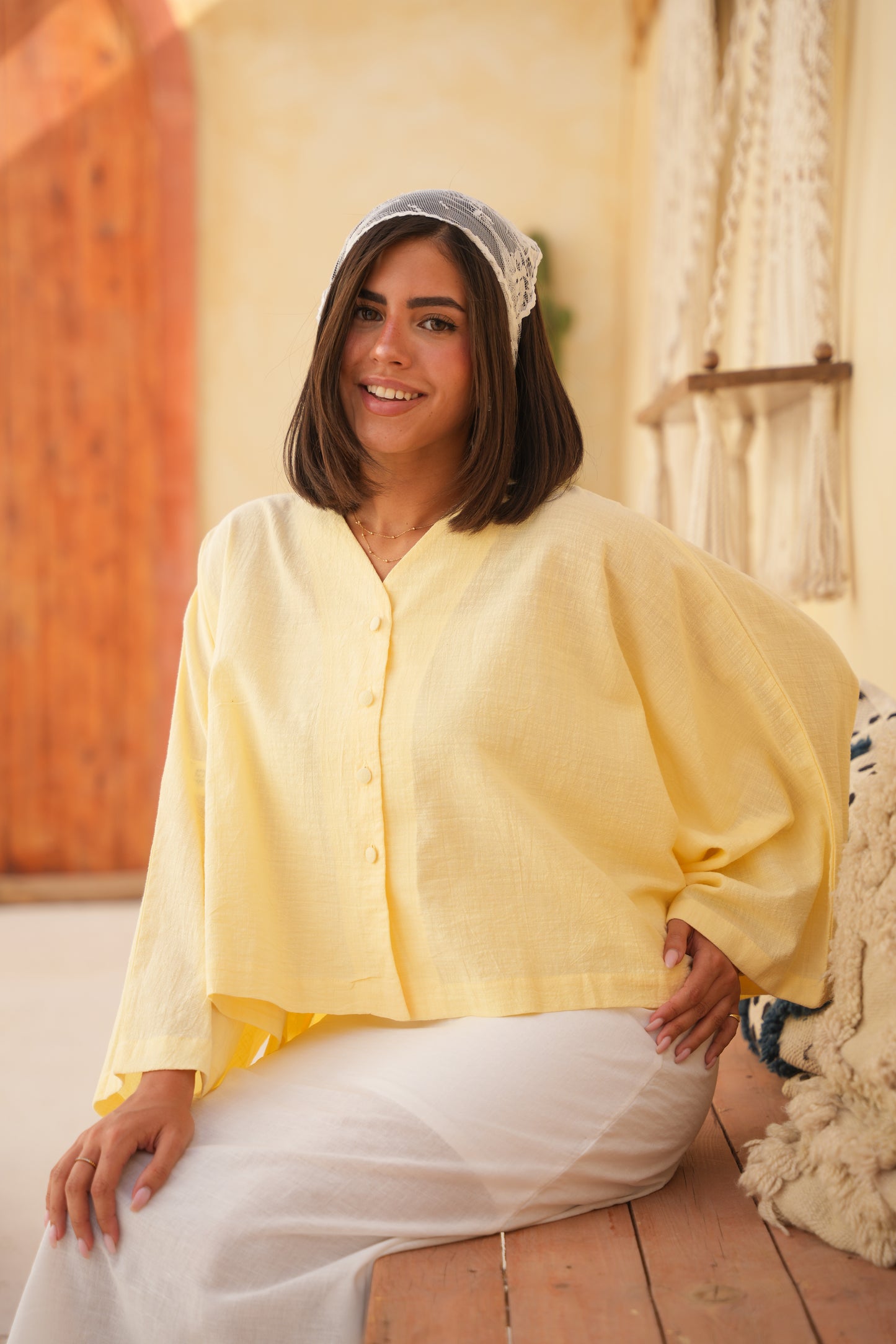 linen Blouse in yellow