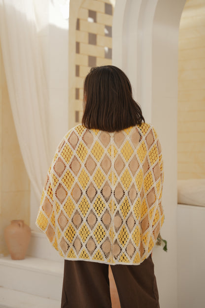 Solana Cardigan in Yellow & Beige