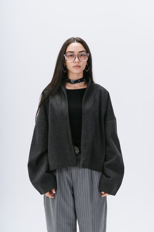Gokh scarf-collar oversized cardigan in gray