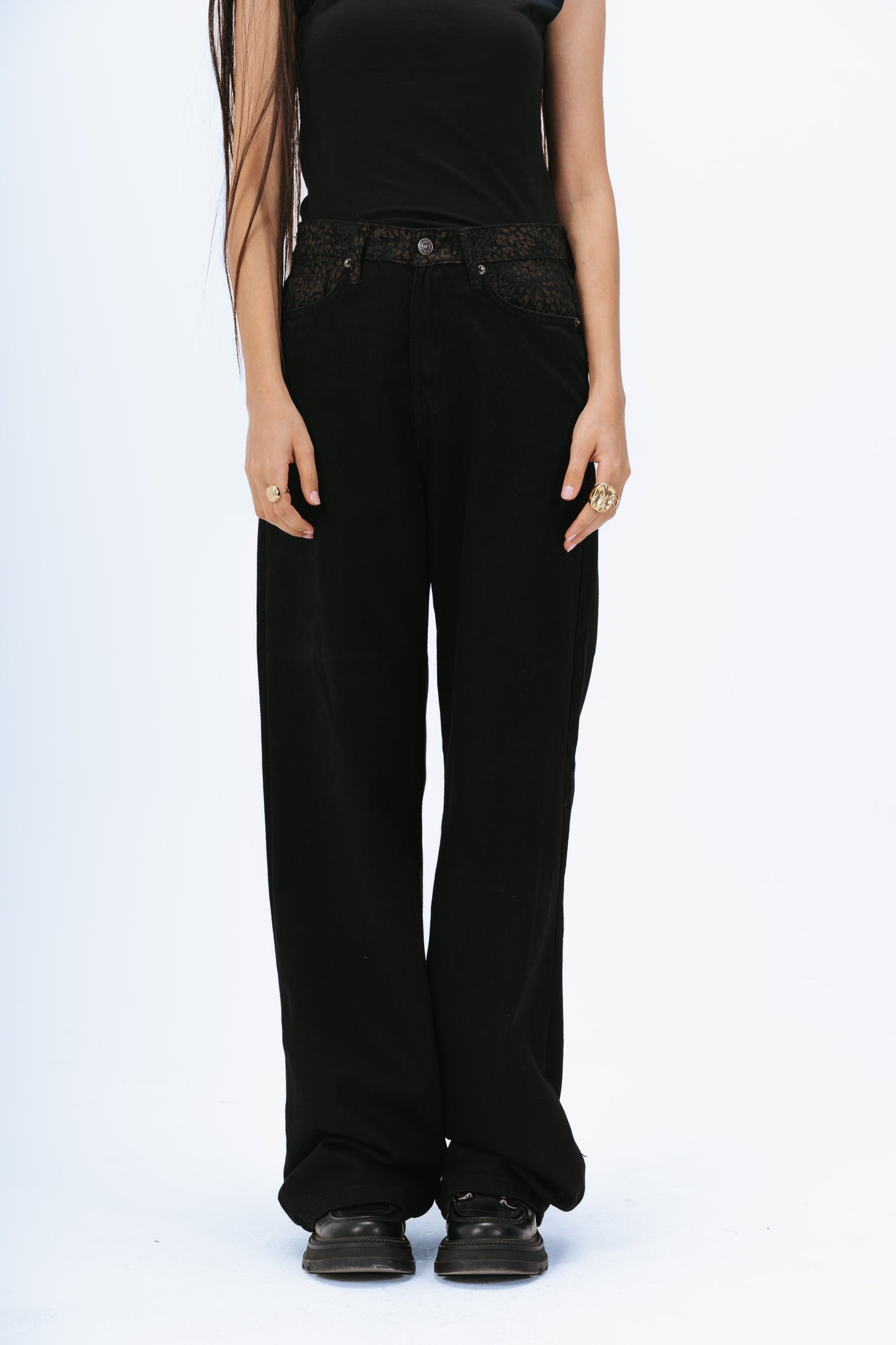 Black Embroidered Jeans