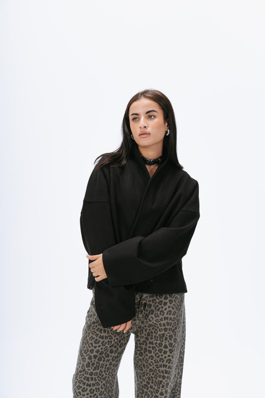 Gokh scarf-collar oversized cardigan in black