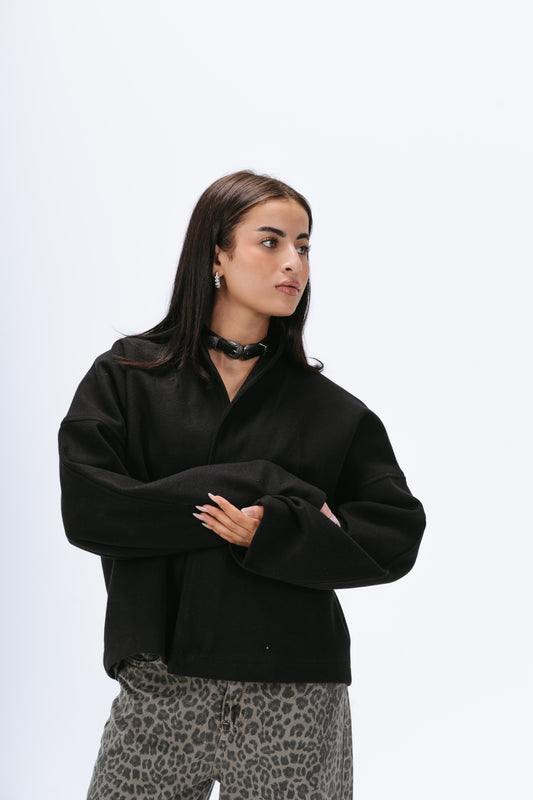 Gokh scarf-collar oversized cardigan in black