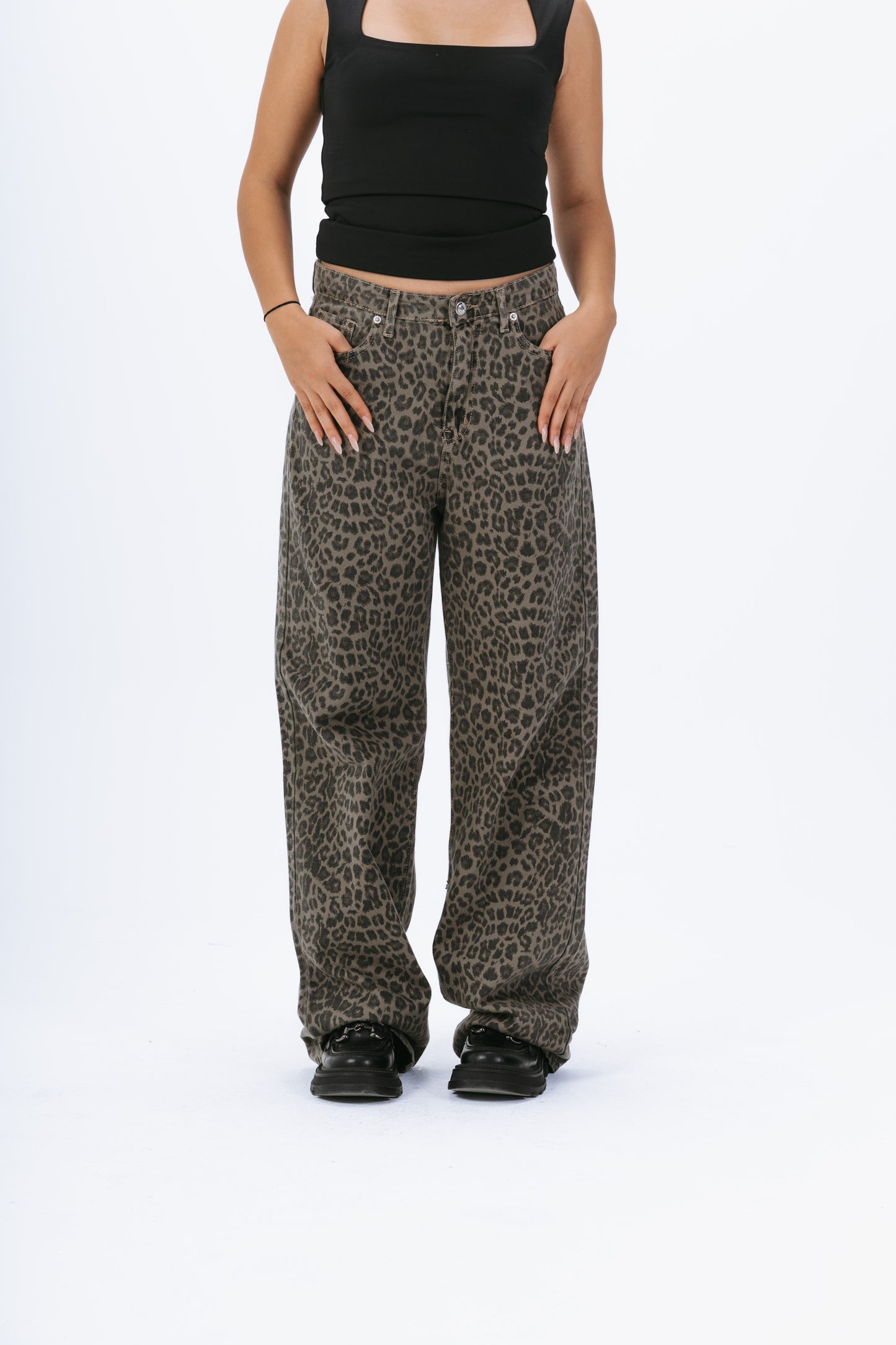 Leopard print jeans
