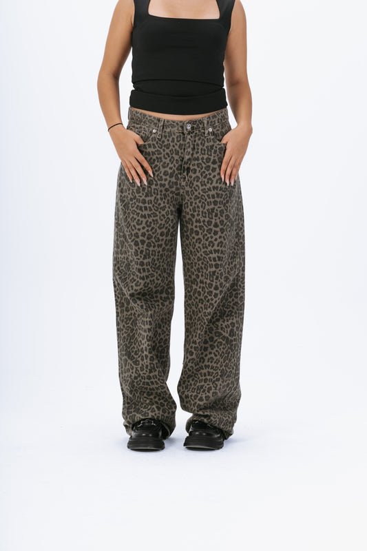 Leopard print jeans