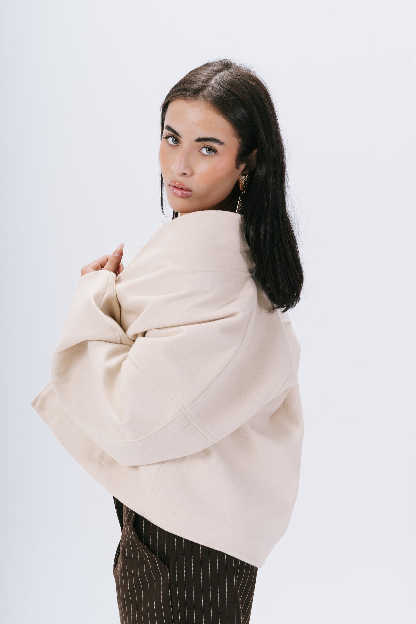 Gokh scarf-collar oversized cardigan in off-white