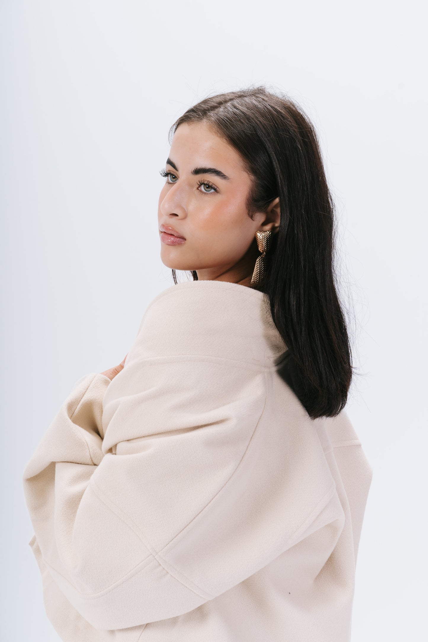 Gokh scarf-collar oversized cardigan in off-white