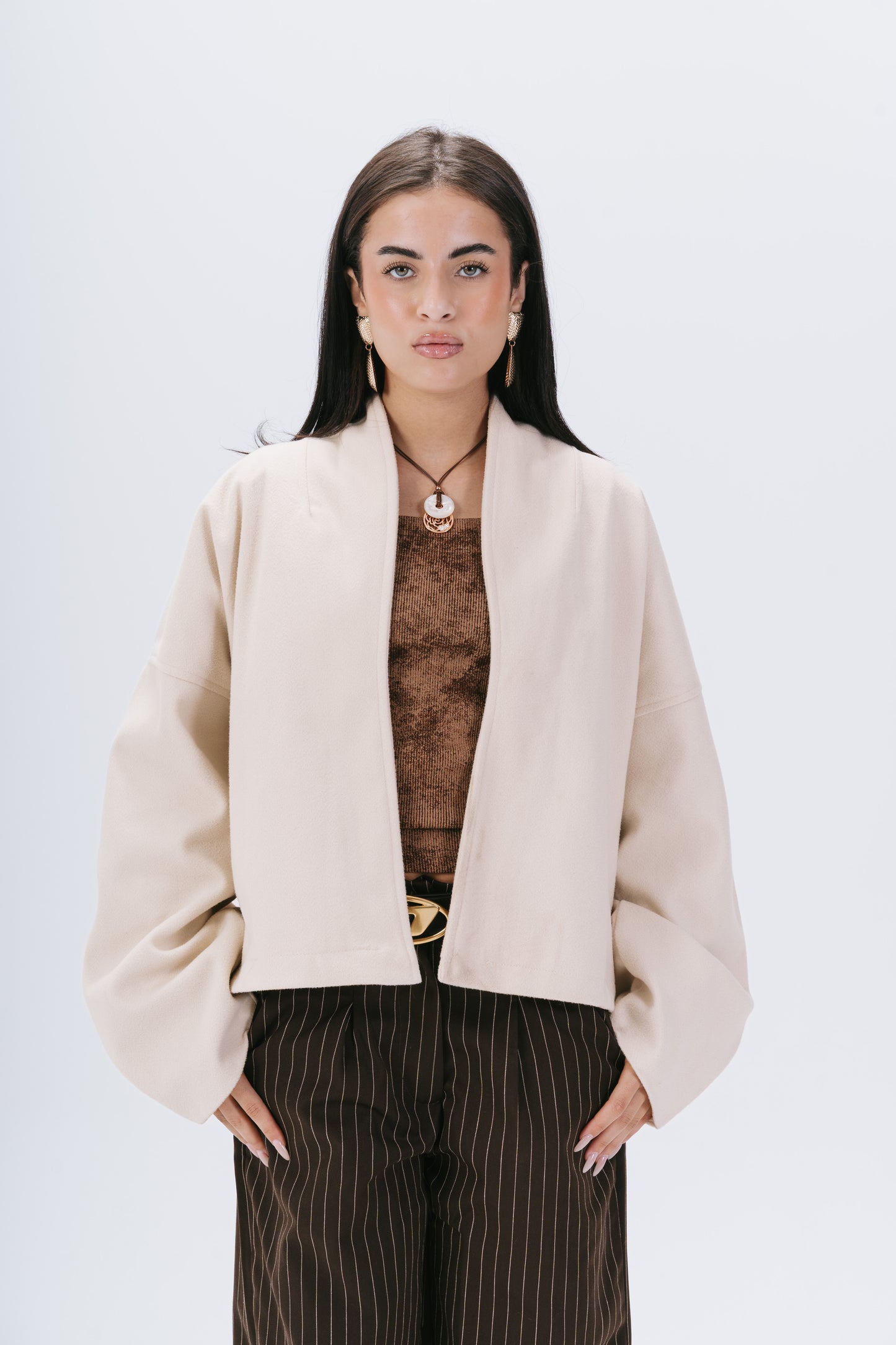 Gokh scarf-collar oversized cardigan in off-white