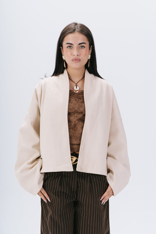 Gokh scarf-collar oversized cardigan in off-white