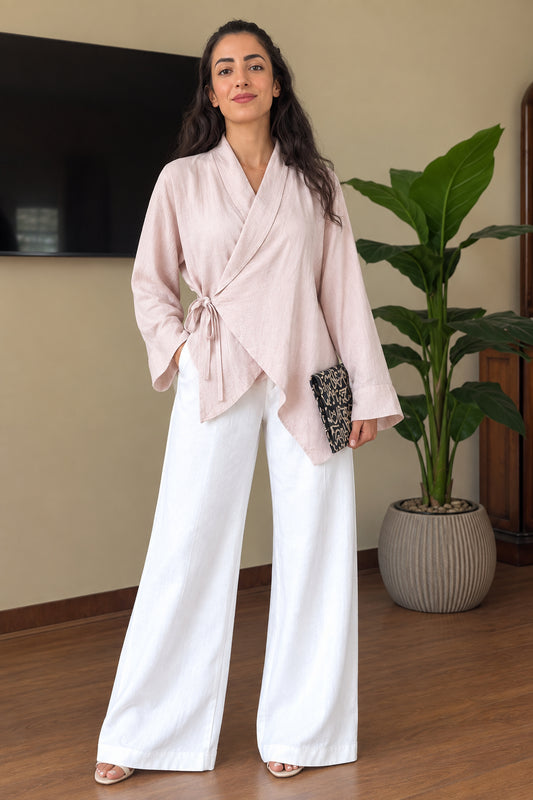 Rose Draped Wrap Blouse
