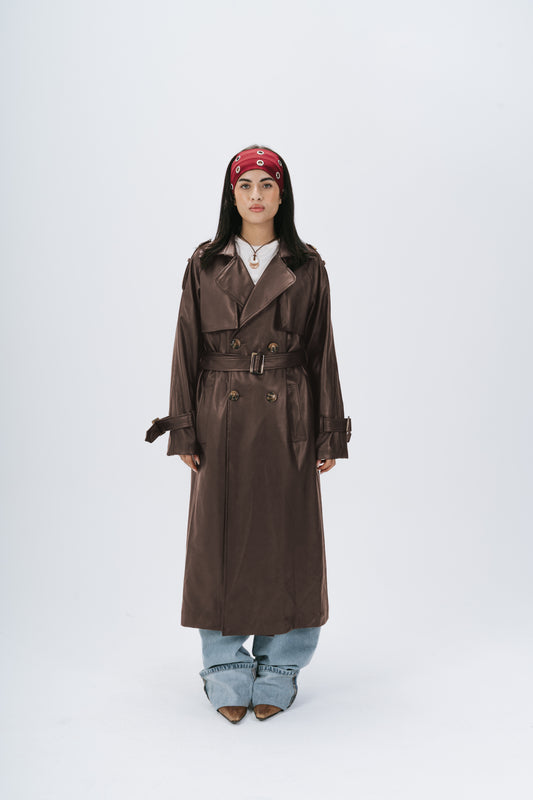 Leather Coat in brown