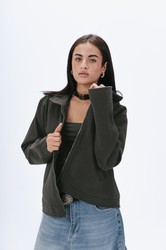 Zip up utility jacket in gray