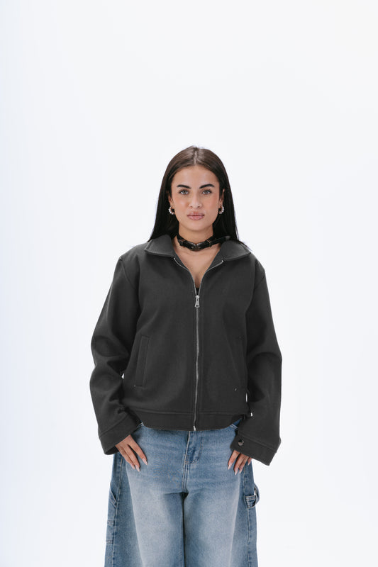 Zip up utility jacket in gray